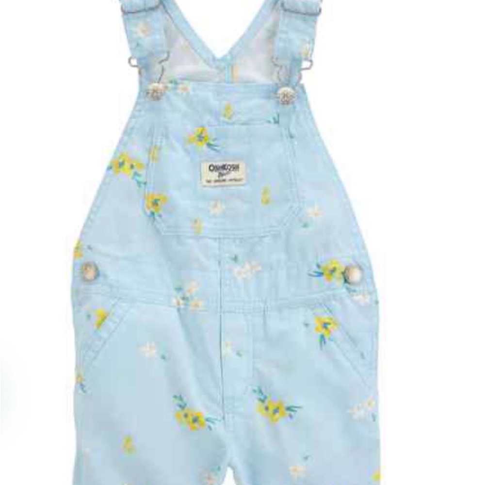 OshKosh Toddler Girl Blue Floral Shortalls